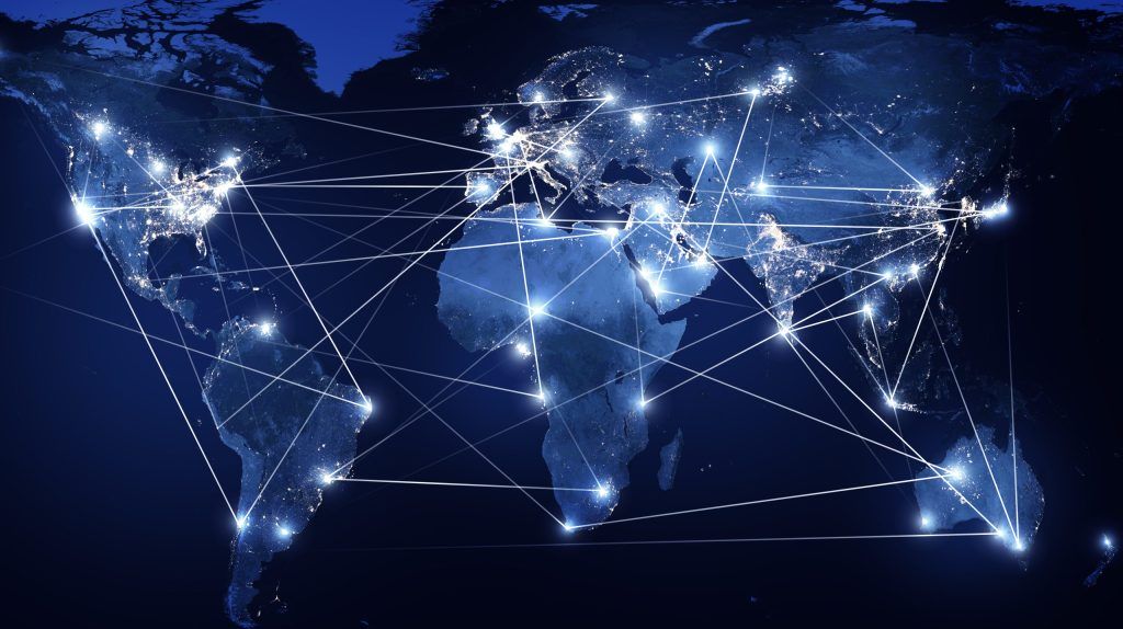 Global networking and international communication. World map as a symbol of the global network. Elements of this image are owned by NASA.